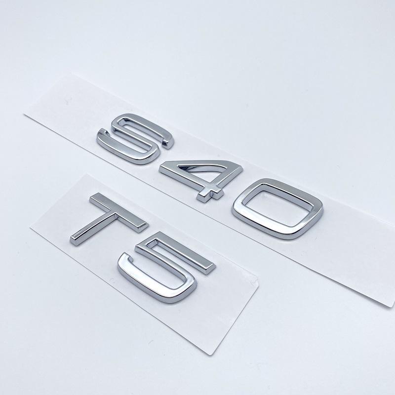 Akpsw6 3D Metal ABS Chrome Black Letters Logo Emblem For S40 T5 Series Rear Trunk Nameplate Badge Sticker Car Accessories