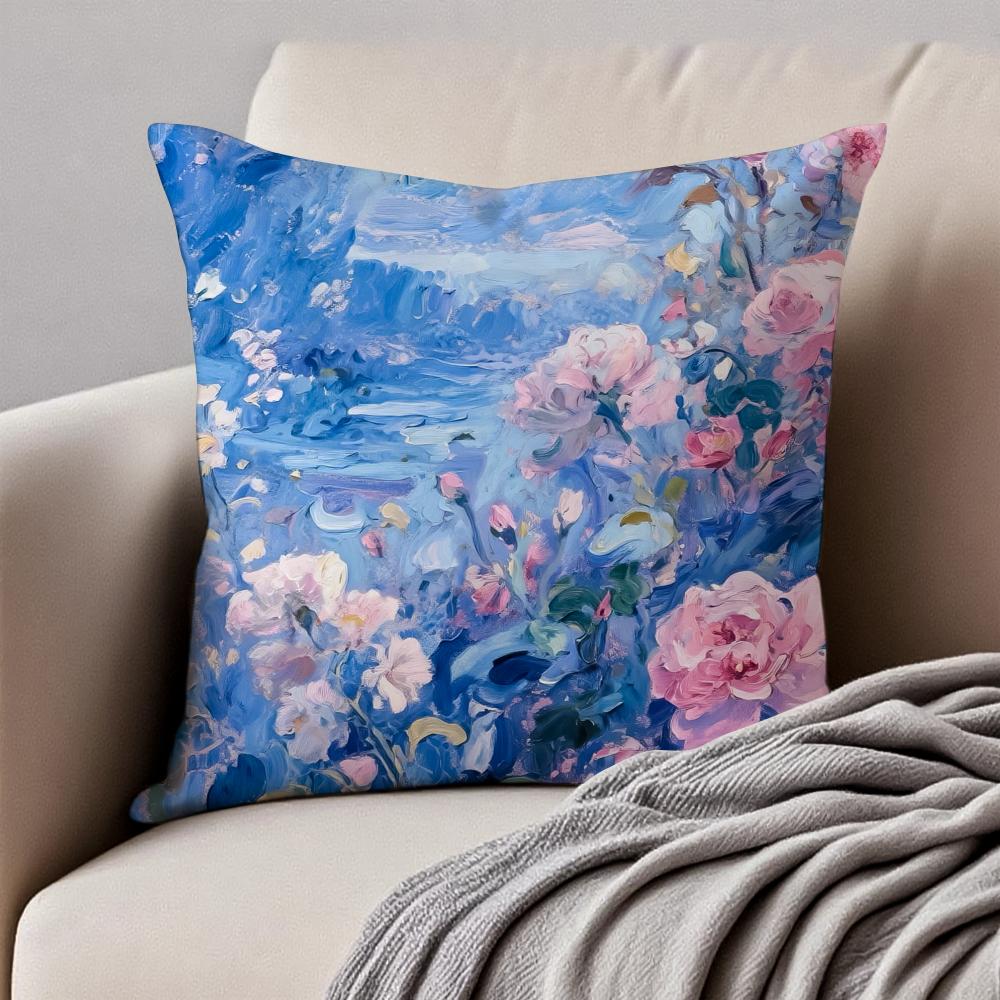 Flower Vase Cushion Cover Pillowcase Anti-Dustmite Invisible Zipper Short Plush Sofa Cushion