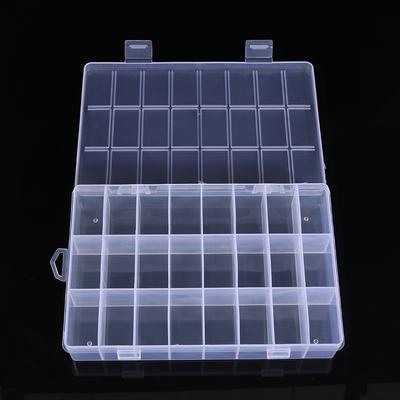 Clear Jewelry Box 24 Grids Plastic Bead Storage Container Earrings Organizer
