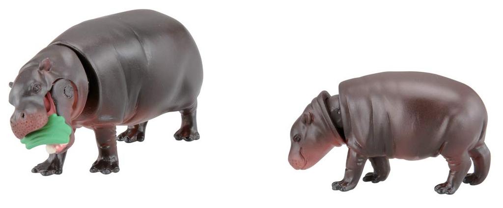 Takara Tomy Pygmy Hippopotamus Parent and Animal Dinosaur Realistic Moving Figure Toy for Ages 3 and Meets Toy Safety ST Mark Certified "ANIA AS-16