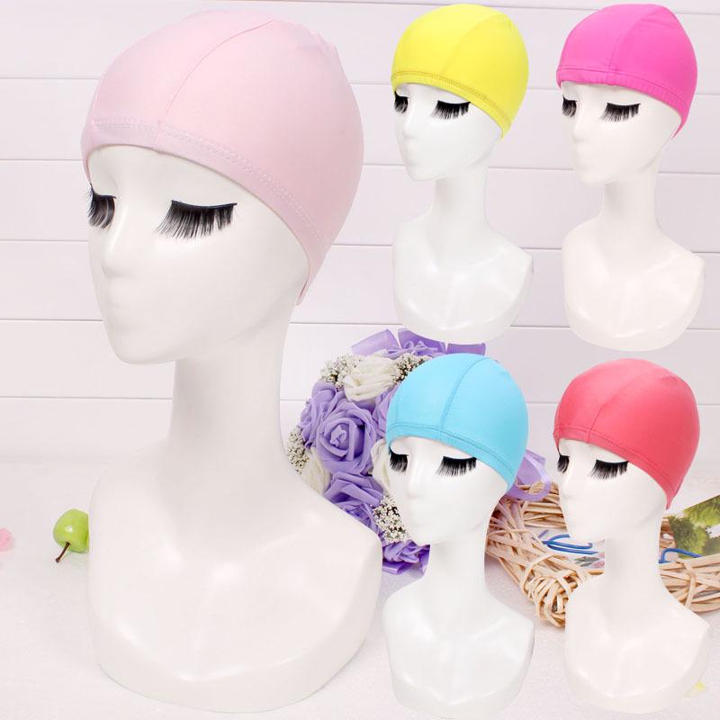 Black Floral Adult Swim Cap with Ear Protection - Fits Long Hair, Polyester/Nylon Fabric, Unisex