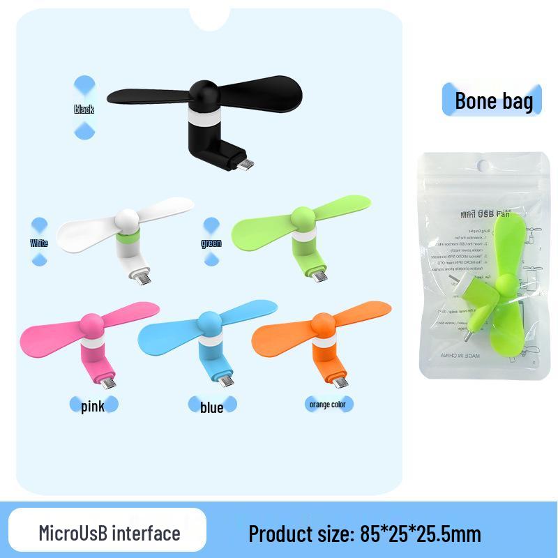 Three-in-One Portable USB Mobile Phone Fan for Apple, Android, and Type-C Devices