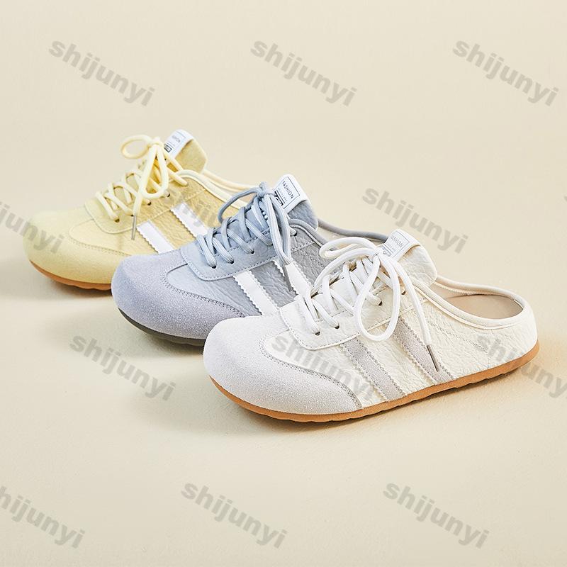 Damenschuhe 2026 Sommer Neue Mode Bequem Rutschfest Schnürung Halb-Slipper Atmungsaktiv Absatzsteigerung Plateau Freizeitschuh