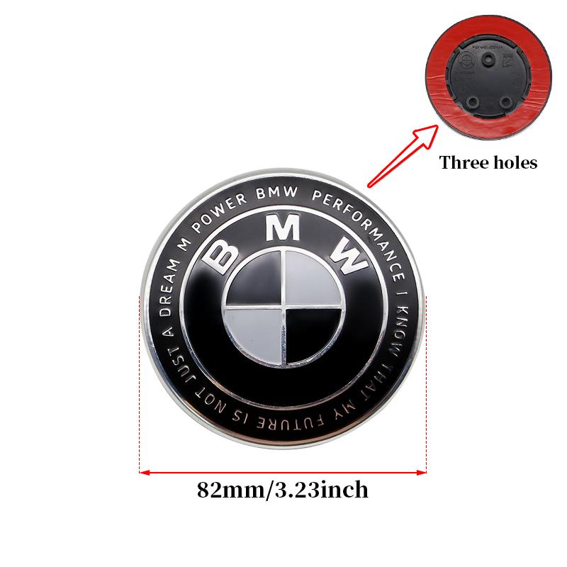 Competition Black White Emblem Set for BMW Hood Trunk Wheel Steering Badge 7Pcs 74m 82mm 68mm 56mm Universal 2-Pin 3-Pin Clips