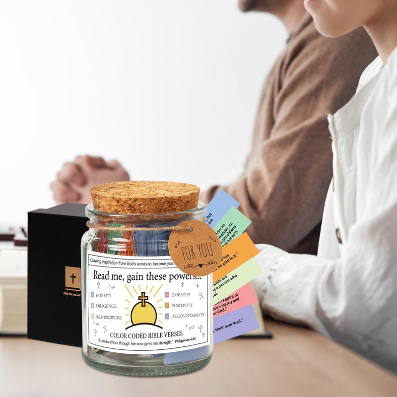 Christliches Kartenglas, buntes Glas mit Bibelversen, handgefertigt, christliches, buntes Bibelglas, Glas mit den besten Wünschen, Notiz zum Lesen zu Weihnachten