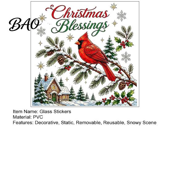 Reusable Window Stickers Christmas Clings, Removable PVC Decals, Snowy Festive Classroom Holiday Decorations Glass for Party Home And Store