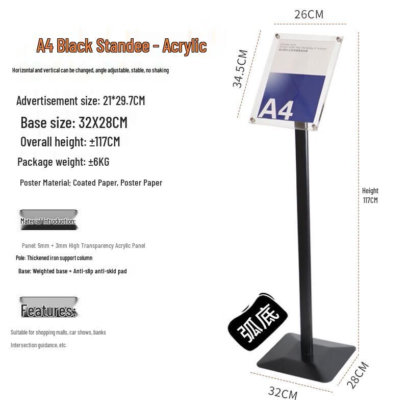 Weighted A4 Acrylic Display Sign Holder
