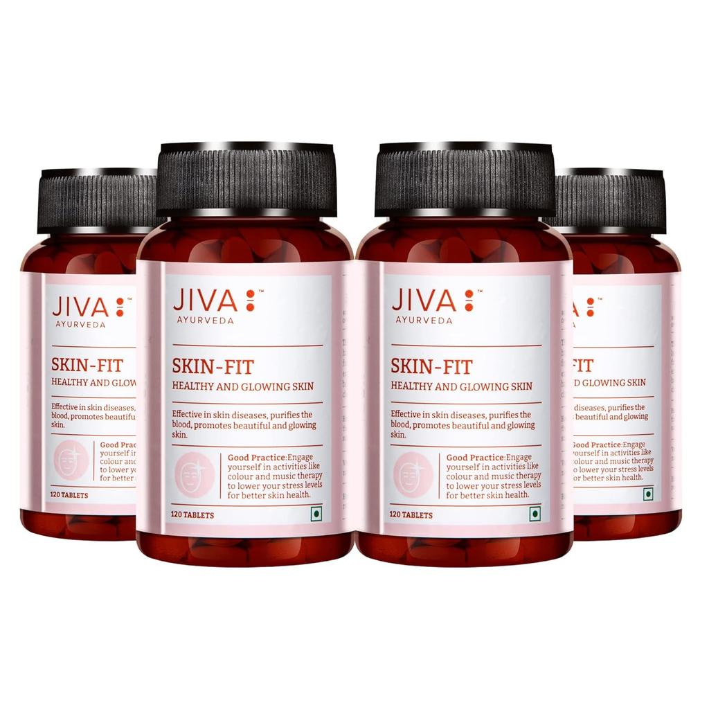 Jiva Skin-Fit Ayurvedic Blood Purifier Tablets 500gm 120Tab Pack of 4 for Healthy Skin and Natural Glow
