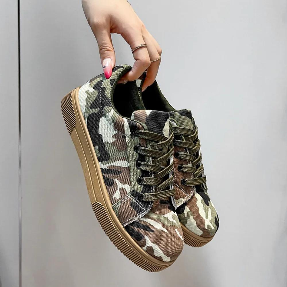 Women's Vulcanized Shoes Canvas Shoes Spring/autumn Round Toe Lace-up Climbing Shoes Low Top Vulcanized for Women