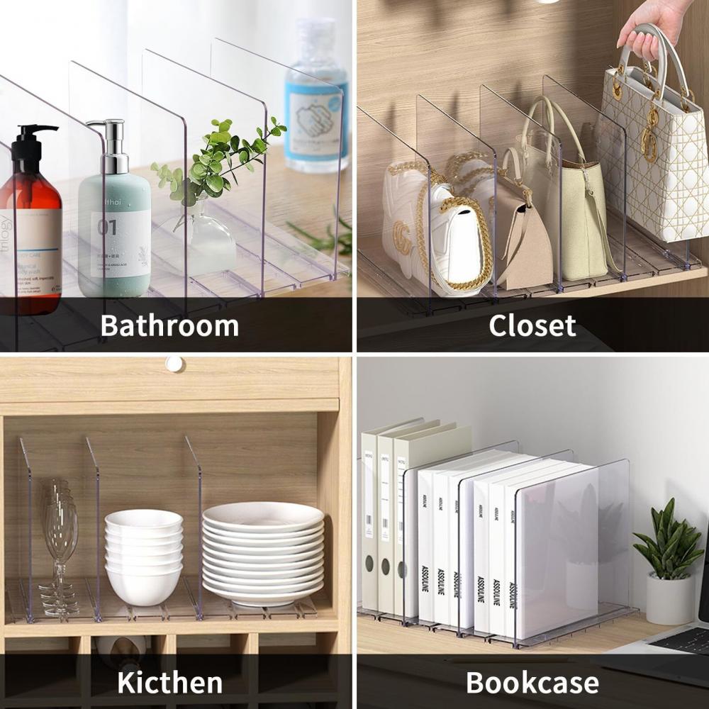 Organizator de separatoare de raft din plastic pentru geantă verticală, cămăși de pulover, în dormitorul cămară