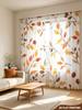2PCS Digital Print Sheer Curtain, Watercolor Autumn Leaf, Artistic Fall Seasonal - Voile Drapes for Bedroom Living Room Decor