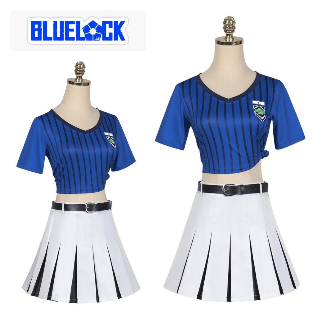 Lock Teieri Blue Anri Cosplay Costume Cheerleading Skirt Dress Uniform Party