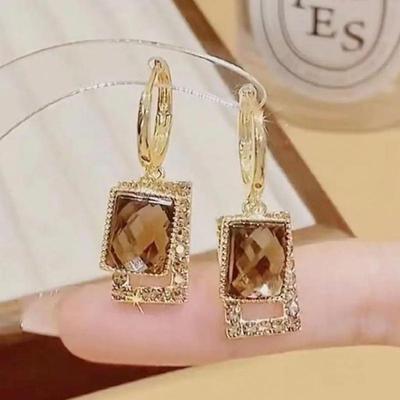 Náušnice so zirkónom v kórejskom štýle Silver Needle pre ženy, šperky, trendy, nové, luxusné, vintage zlaté náušnice