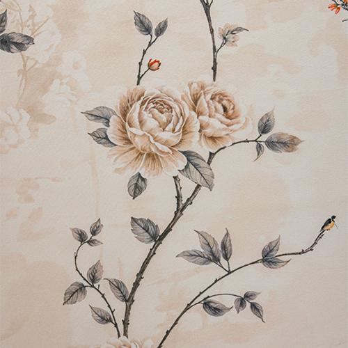

1PC Nuan Series French Retro Rose and Bird Print Curtains Beige Tassel Edge Semi Transparent Curtains for Bedroom Living Room Window Home Decor W100cm x L130cm