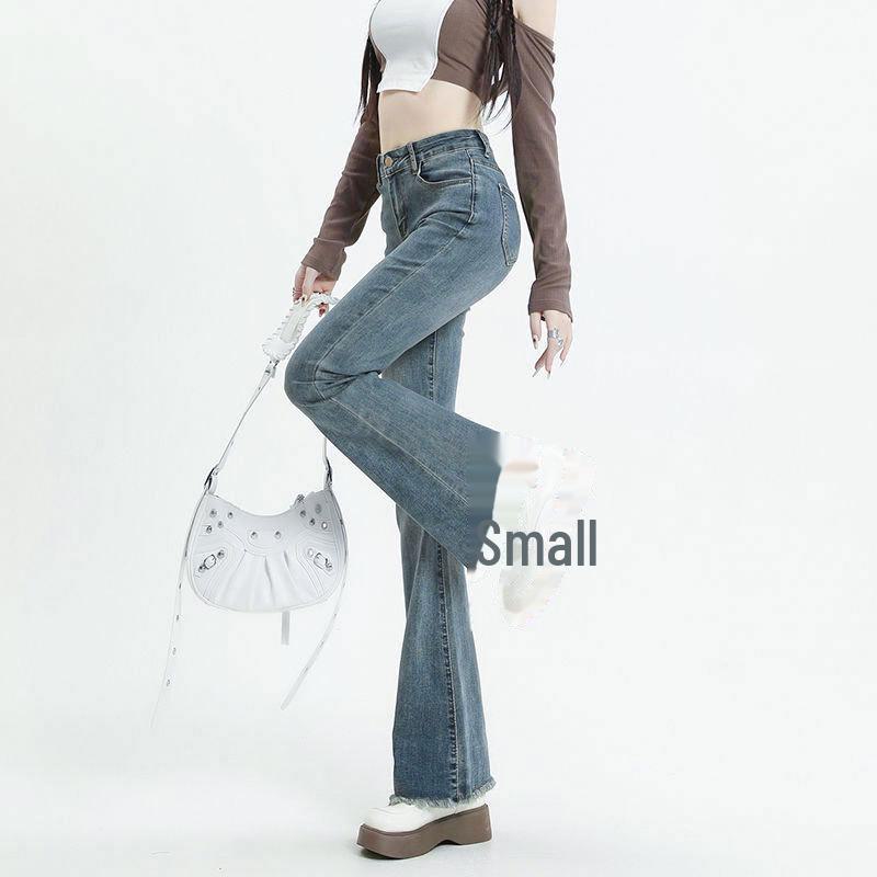 

Женские расклешенные джинсы черного и серого цвета с высокой талией Petite – облегающие брюки Stretch для осени/зимы 2XL