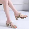 Luxury Designer Shoes New Women's Sandals Heeled Sandals Female High Heels Rhinestones Luxury Party Shoes Slip on Women Slippers