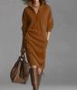 2025 European & American Women's High Neck Irregular Hem Loose Knit Sweater