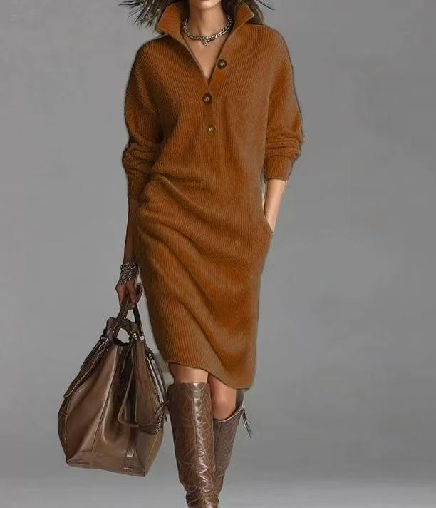 2025 European & American Women's High Neck Irregular Hem Loose Knit Sweater