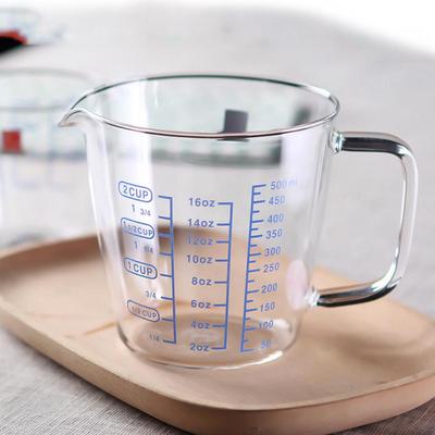 H&K Store 250 ml 500 ml hitzebeständiger Glas-Messbecher, Milchwaage, Mikrowellen-Messbecher