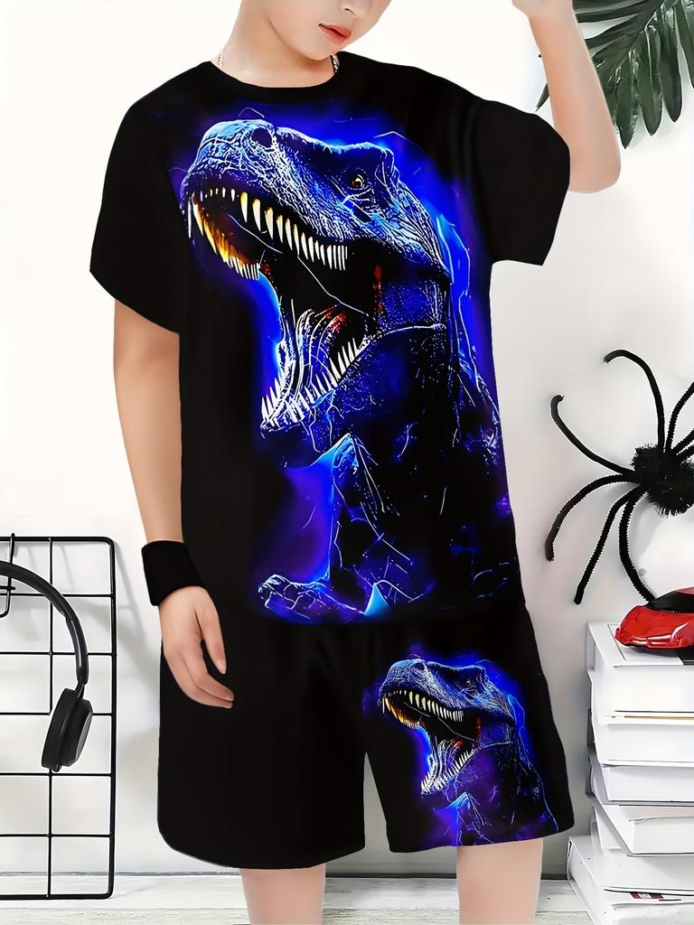 Summer New Casual D Printing Short-sleeved Suit Y Children's Suit Cartoon Letter New
