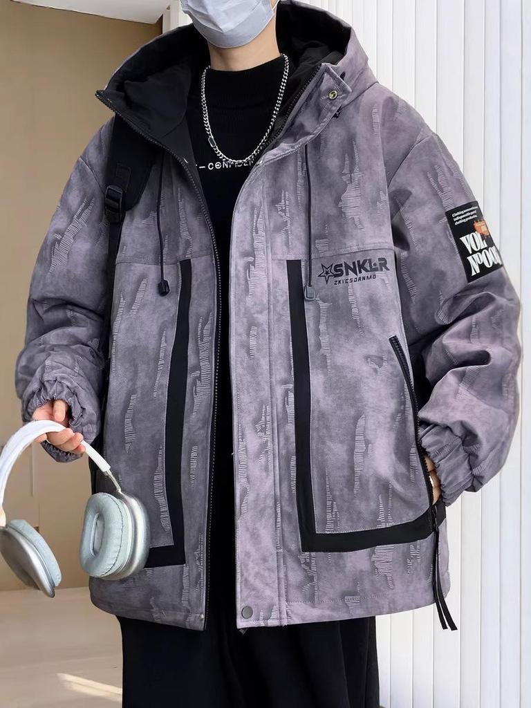 Men's Fleece-Lined Hooded Workwear Jacket - Autumn/Winter 2025 Trend, Windbreaker, High-End Feel, Loose Fit.