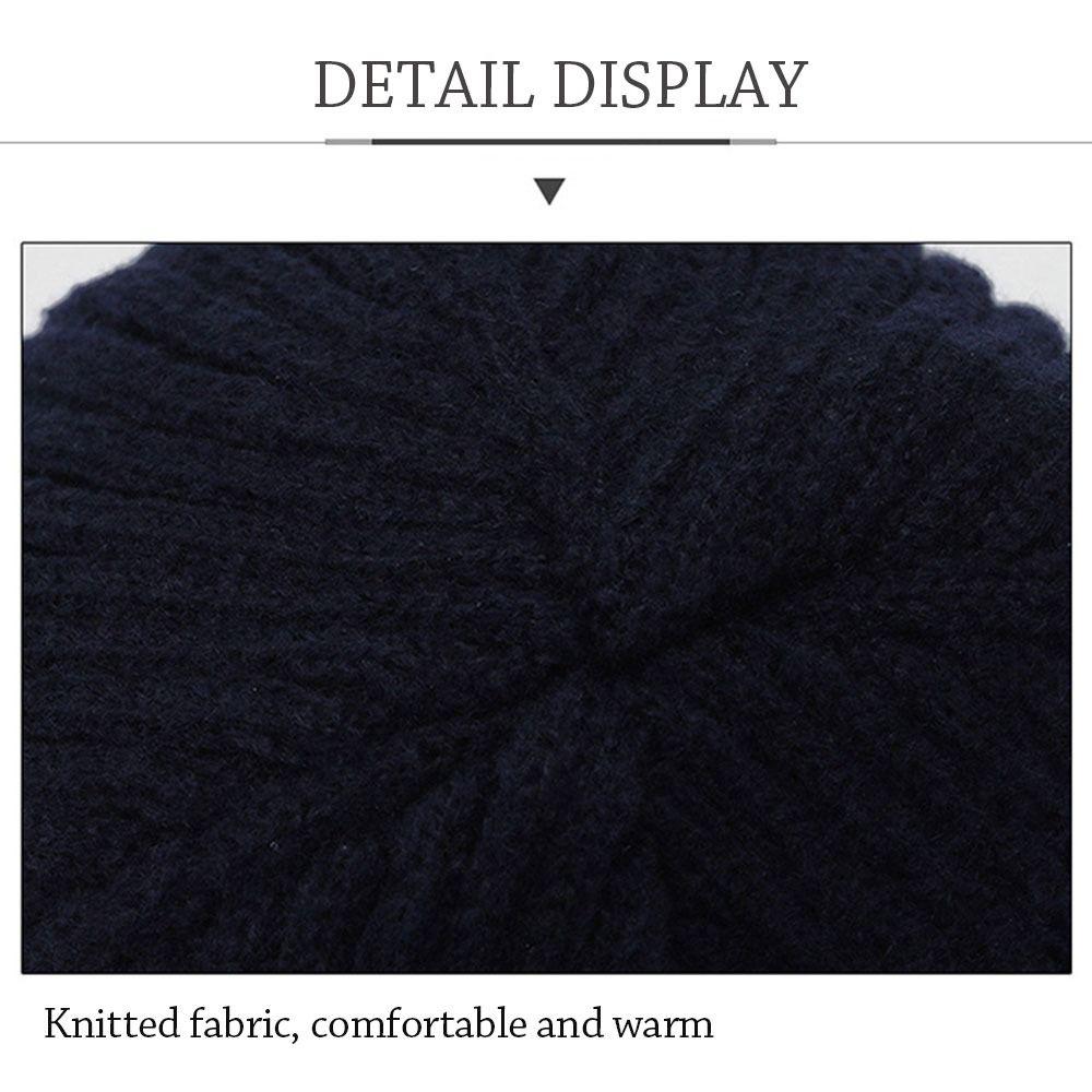 Winter Soft Knitted Hat Windproof Fleece-Lined Ear Protection Cap Thick Warm Beanies Hat Outdoor