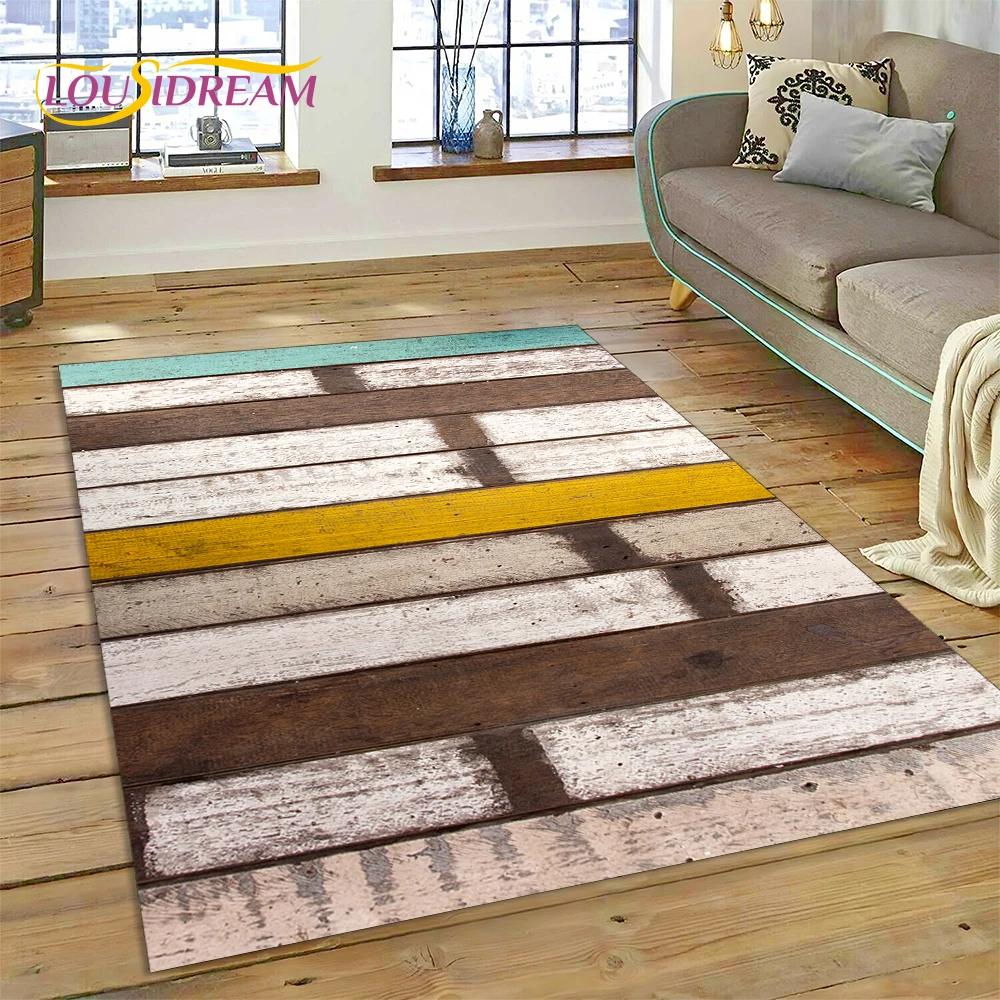 

3D Красочный Деревянный Узор Тимбер Индивидуальный Ковер для Декора Гостиной Спальни, Напольный Коврик Нескользящий Декор для Дивана Придверный Коврик 40x60cm( 15x23in )