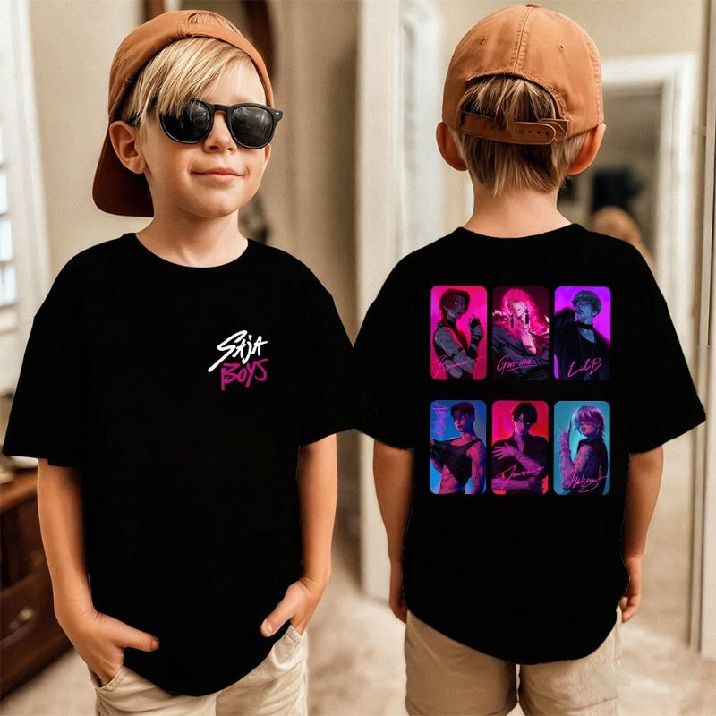 Summer Teen Cotton T-shirt Cartoon Cartoon Print Top Kids Clothes Street Sport Fashion T-shirt Baby Boys Girls Cute Short Sleeve