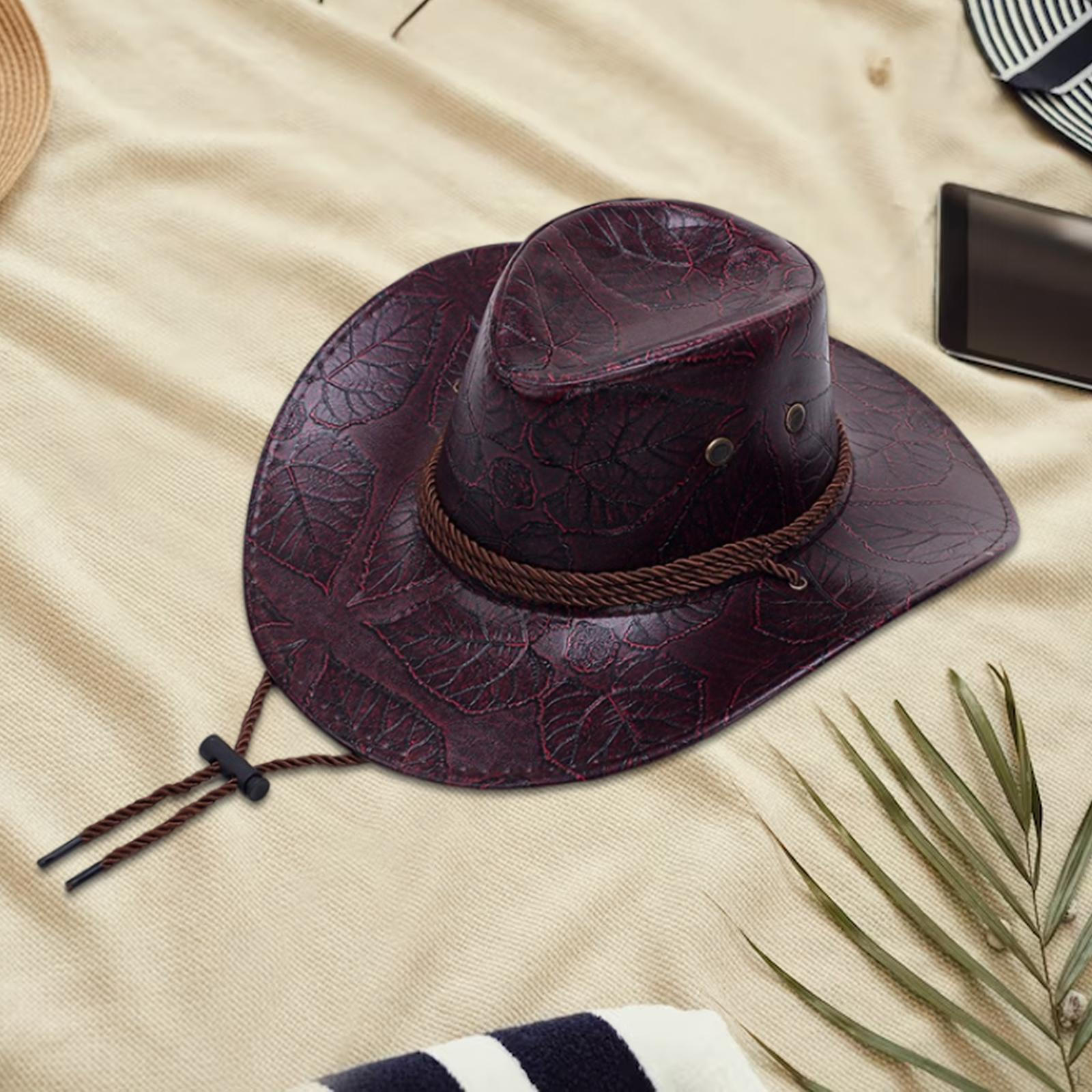Chapeau De Paille Respirant Avec Anneau En Cuir - Large Bord 7cm, Taille M (56-58cm), Pour Été, Plage