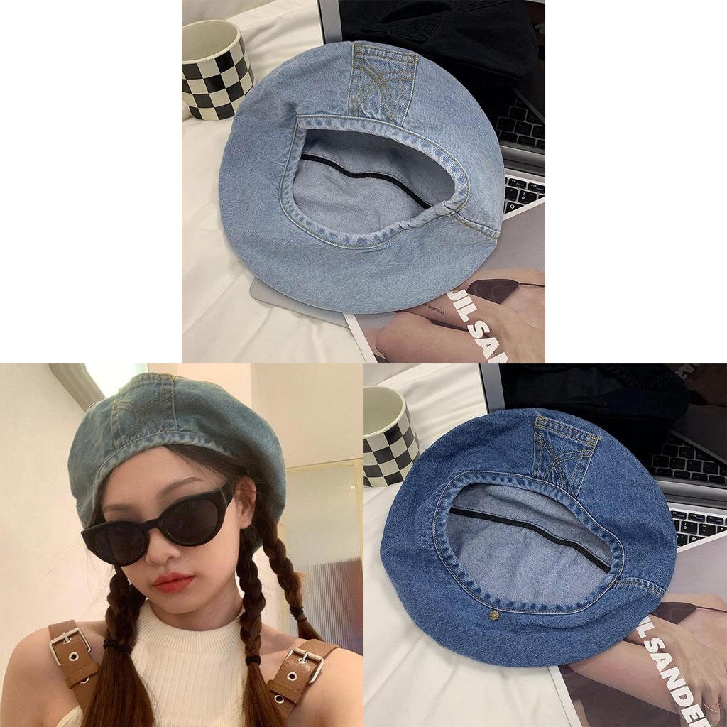 Denim Beret Hat Women Summer Breathable Cotton Casual Street Fashion For Daily Wear
