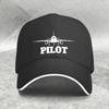 Pc Adjustable Sandwich Baseball Cap with Aviation Pilot Theme Lightweight Printed Womens Hat PILOT Lettering and Airplane
