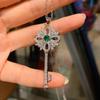 Copper-Plated Real Gold Necklace Simulation Ruby Necklace Emerald Key-Shaped Pendant Exquisite Diamond-Set Necklace Women