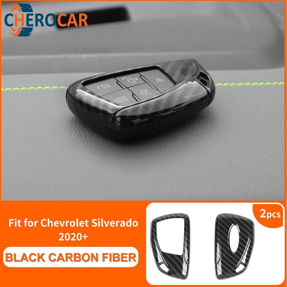 Carbon Fiber Key Fob Skin Case Cover For Chevy Silverado/Suburban + Interior