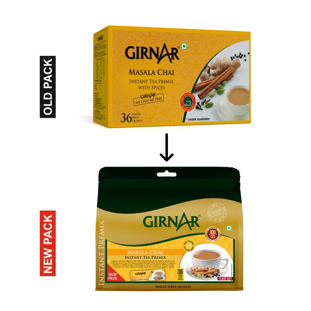 Girnar Instant Masala Tea Premix Powder Sachets Ready To Drink Chai Mix For Home Office Travel 36 Sachets