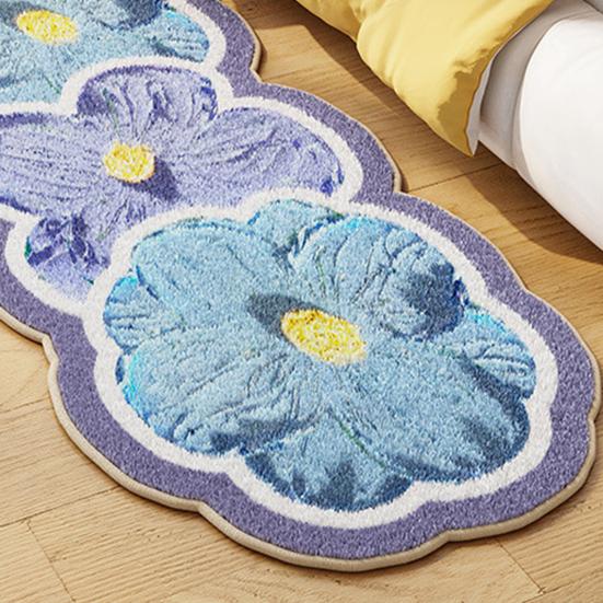 Blumen-Teppichboden aus Kunstkaschmir, rutschfest, waschbar, saugfähig, Plüsch, florale Bodenmatte, Dekoration für Wohnzimmer, Schlafzimmer, Badezimmer