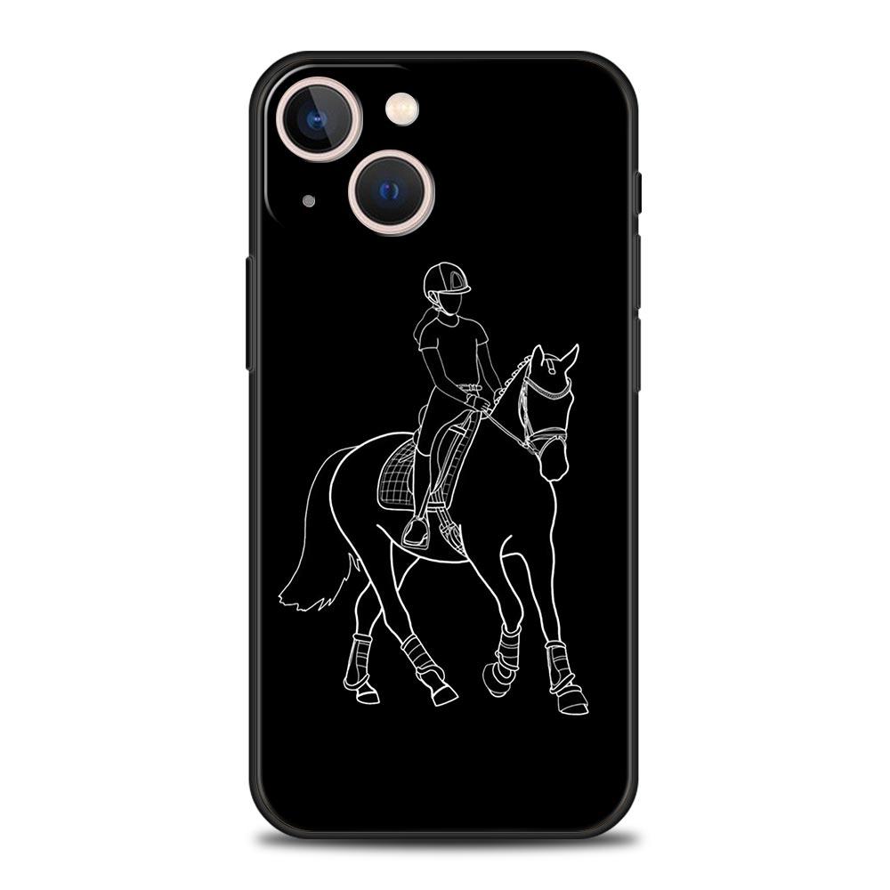 Animal Art Horse Phone Case For iPhone 17 16 15 Pro Max 11 12 13 14 7 8 Plus SE 2020 X XR XS Cover Soft Black