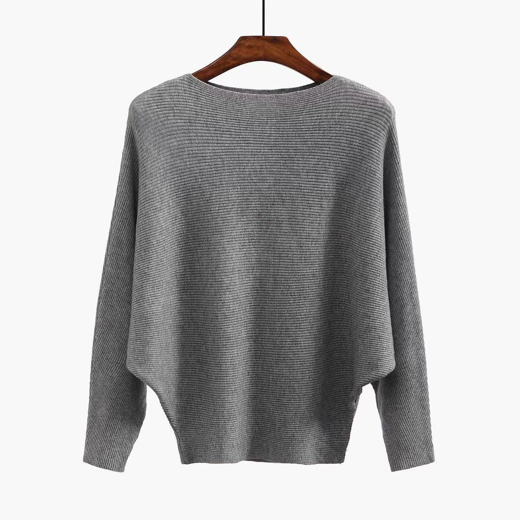 Batwing One-Shoulder Plus Size Knitted Sweater Top for Women