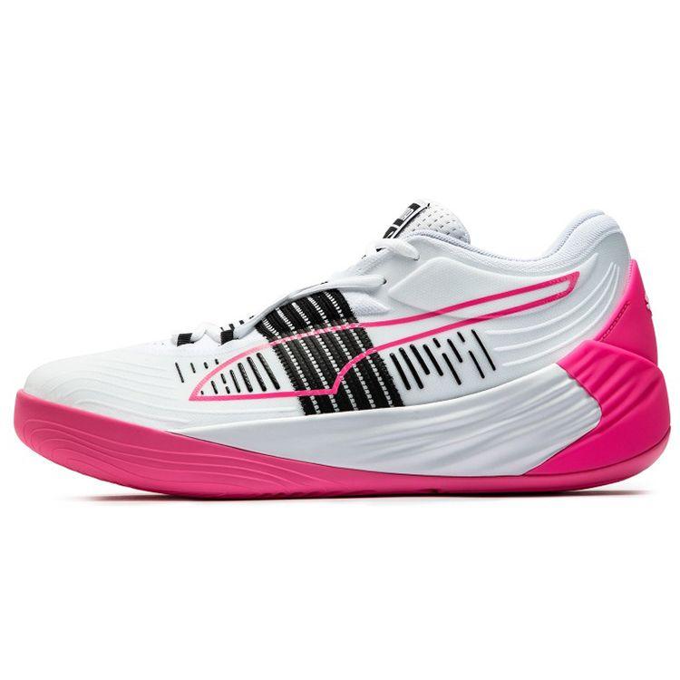 Puma Fusion Nitro Round Toe Lace-Up Fabric Polyurethane Shock Absorption Non-Slip Wear-Resistant Support Low-Top Basketball Shoes 195514-09