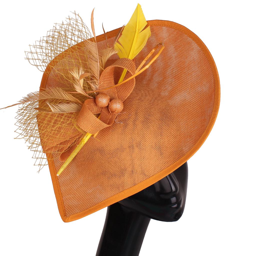 Popular European And American Hemp Yarn Headgear Bridal Hair Accessories Banquet Photo Gift Hat Feather Headgear