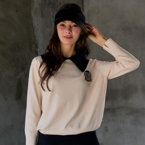 Venezia 12 Fw Flat Collared Knit Ivory Free/Brown