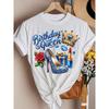 European Size Casual Short-Sleeve Round-Neck T-Shirt with a Queen'S Birthday Print Design