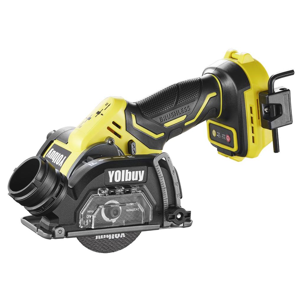 YOIbuy PRO Rechargeable 76mm Compact Cutter with Brushless Maximum Speed Dust Collection Variable Speed and LED Mini Disc Body Only and Charger Sold