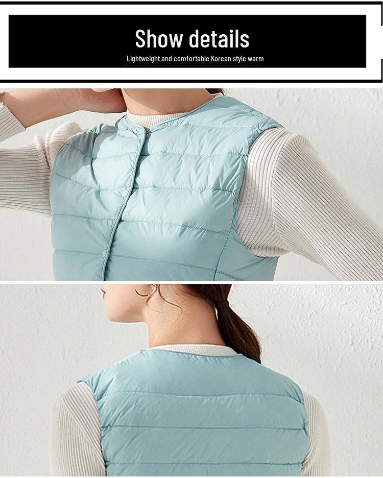 Women's 2025 Lightweight Collarless Down Vest - Short, Versatile, Fashionable Korean Style.