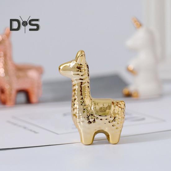 Mini Ceramic Animals Figurines Miniature Rabbit Cat Llama Pineapple Statue for Tabletop Mantel Desk Shelf Decor