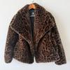 Vintage European and American style large lapel collar mink hair jacket female leopard print large lapel imitation fur coat casual < unk >