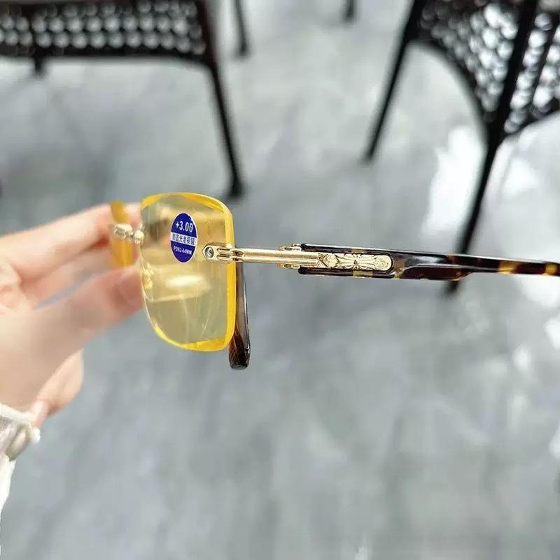 Elegant Frameless Night Vision Reading Glasses Comfortable Blue Light Blocking Eyewear for Bright Vision