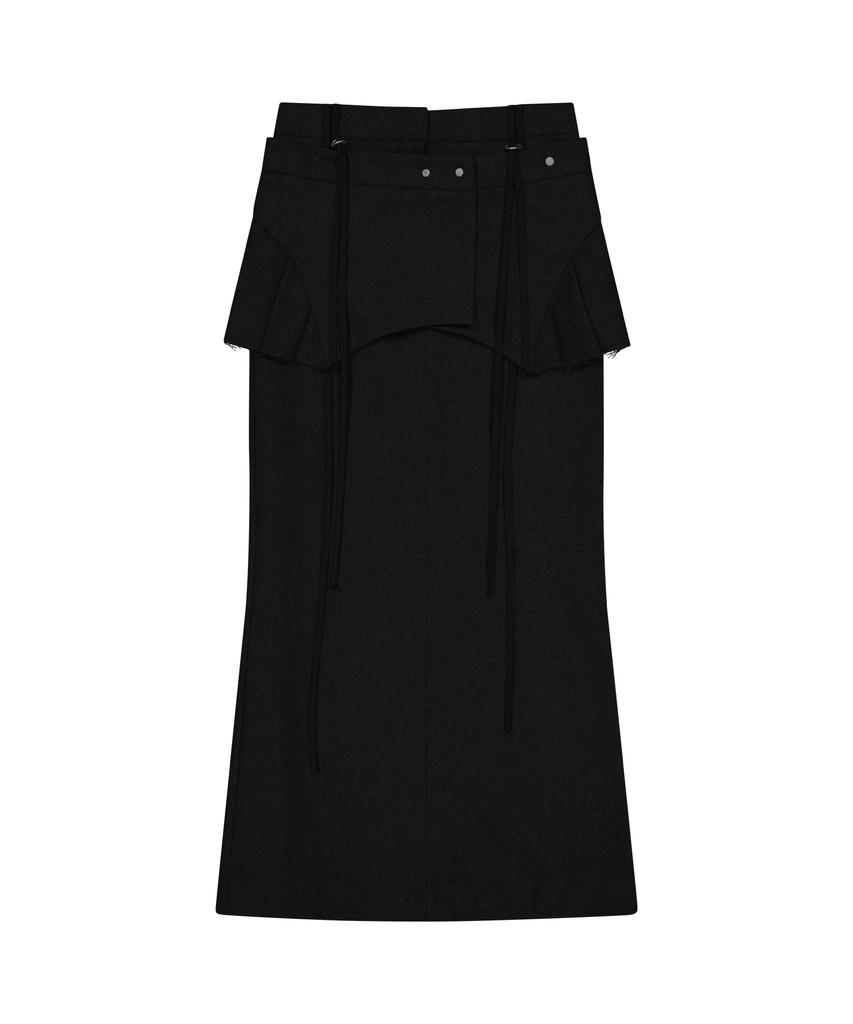 Ohos Layered Wool Skirt / Black