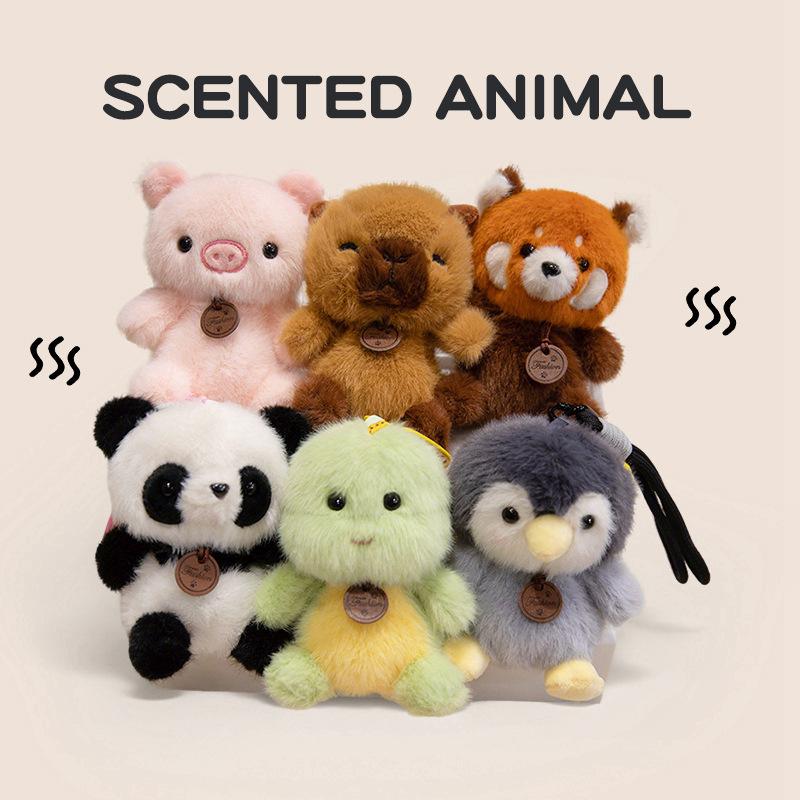 Cartoon Treasure Cute Animal Plush Toy Pig Capybara Dinosaur Otter Rabbit Panda Bag Pendant