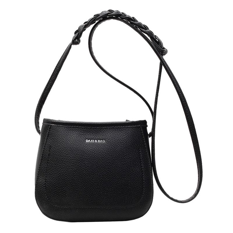 Модный, Повседневный, Простой, Нишевый, Однотонный, Сумка на одно плечо, Сумка-ведро через плечо чёрный