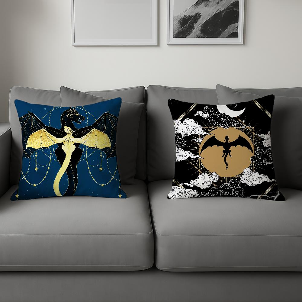 Book Dragon Cool Art F-Fourth W-Wing Cushion Cover Soft Pillow Case For Sofa Living Room Home Office Decor Protective Covers